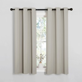 PONY DANCE Natural Thermal Insulated Curtains - 37x54 Inch, Short 2 Panels, Energy Saving, Eyelet Design, for Kids' Bedroom, Kitchen