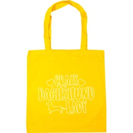 Hippowarehouse Crazy Dachshund lady dog Tote Shopping Gym Beach Bag 42cm x38cm, 10 litres
