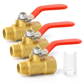 GASHER 3PCS 3/8 Inch Brass Mini Ball Valve Shut Off Switch, 3/8 Inch Male x Female BSP Thread Pipe Fitting
