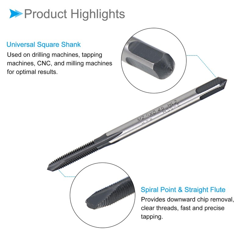 CoCud Helix Points Tap M2.5X0.45 Thread Size Ti cN Coated
