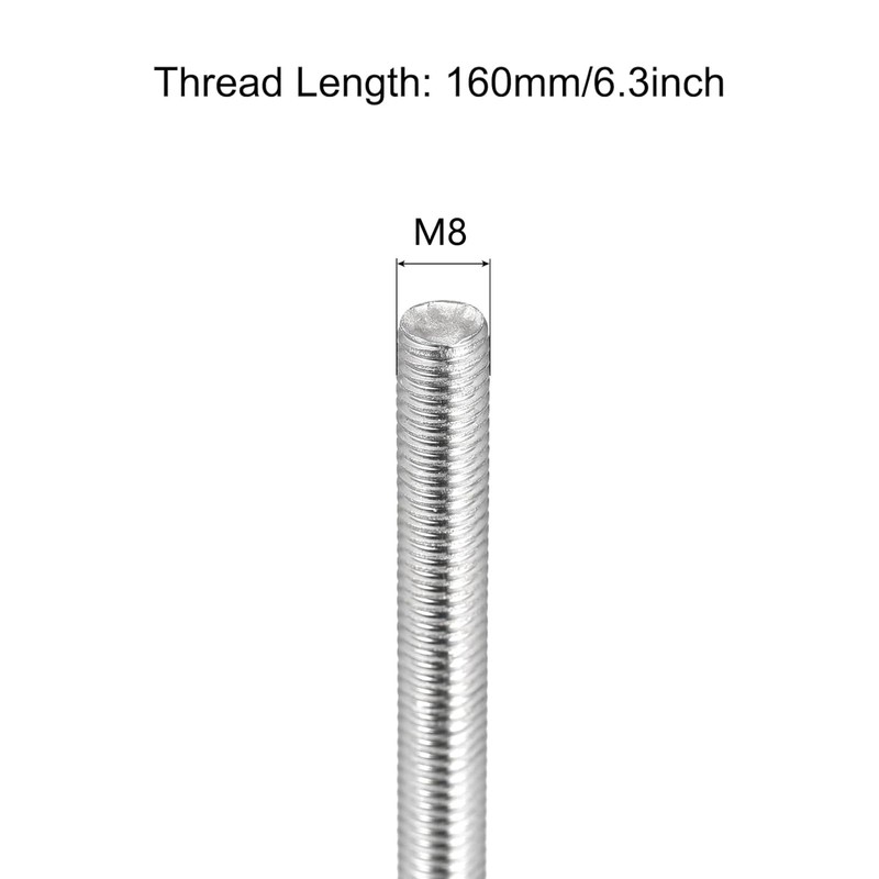 TA-VIGOR 5Pcs M8 x 160mm Fully Threaded Rod, 304 Stainless