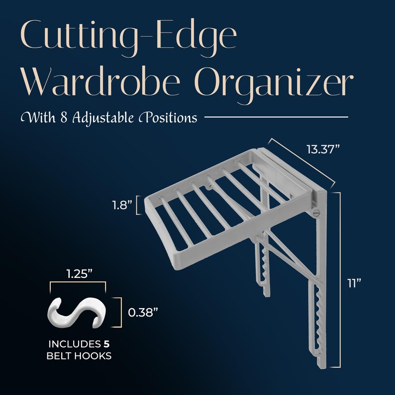 Tie and Scarf Organizer, TieMaster Battery-Free Organizer, Holds 60 Ties