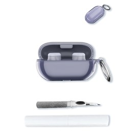 TPU Case Compatible with Beats Solo Buds with Keychain and Cleaning Kit Soft Protective Shockproof Cover for Beats Solo Buds（2024）-ClearPurple
