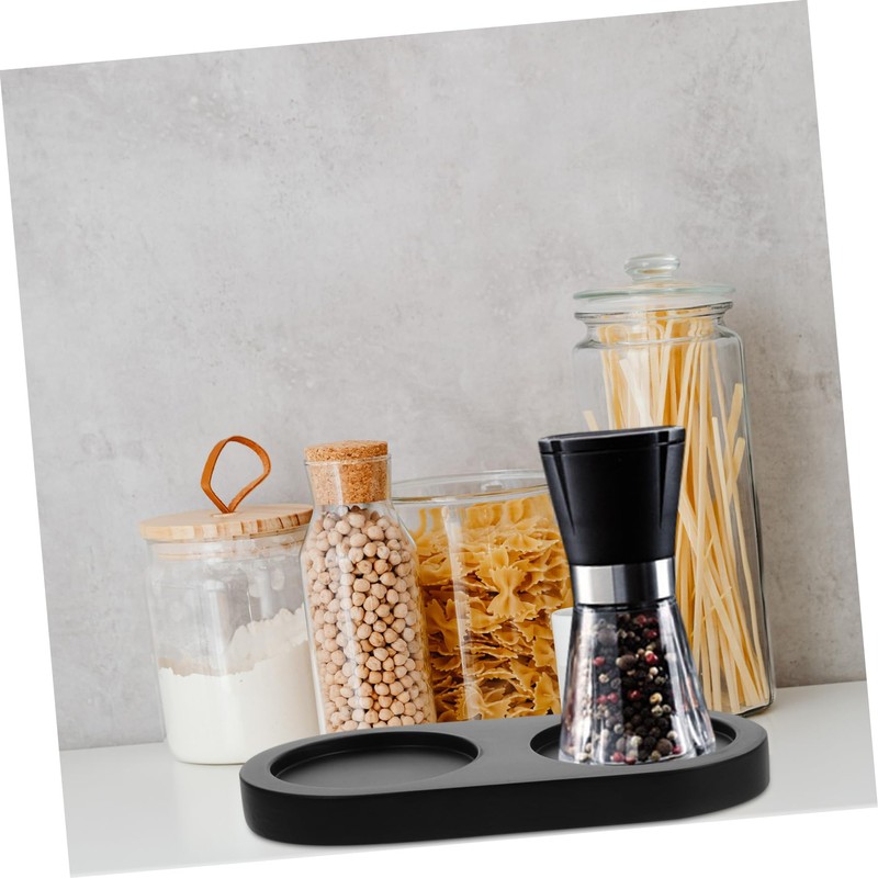 Alipis Black Wooden Salt and Pepper Mill Tray, Pepper Mill