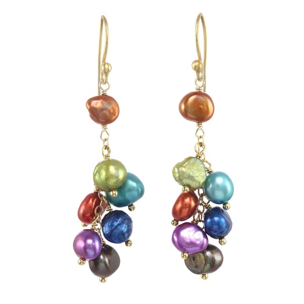 LTC Designs 14k Gold-Plated Sterling Silver Cluster Drop Earrings made