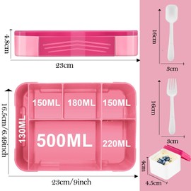 Yskmefun Children's Lunch Box with Compartments, 1330 ml Children's Lunch Box, Bento Box, Junior Lunch Box, Snack Box, Perfect for School, Nursery & On the go, BPA Free