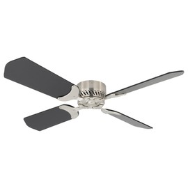 RecPro RV 12V Ceiling Fan | 4-Blade | 4-Speed | Near Silent Operation | Reversing Direction Wall Control (Brushed Nickel: Black Blades, 36")