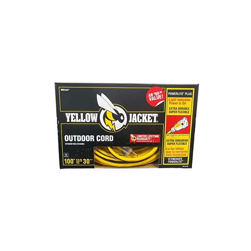 Yellow Jacket -12/3 Heavy-Duty 15-Amp SJTW Contractor Extension Cord with