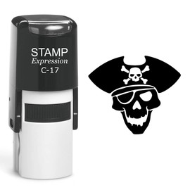 stampexpression - Pirate Hat with Skull and Bones Self Inking Rubber Stamp - Black Ink (A-60581)
