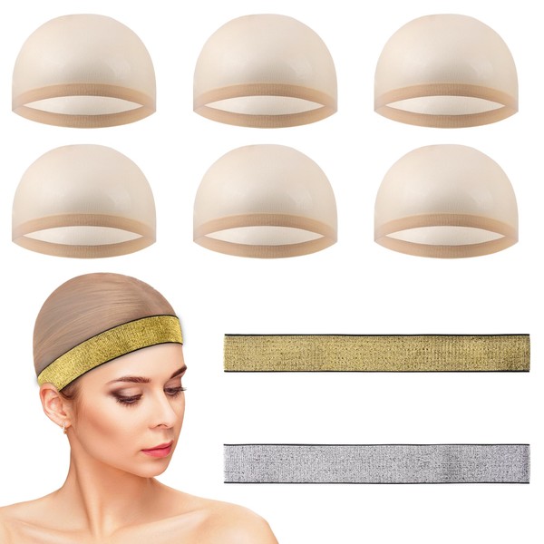 MEGAVOW 8 Stück Haarnetz Wig Cap Set, Elastisches Band, Rutschfestes