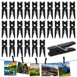 Natural Wooden Small Clips, 100 Pcs Mini Pins Clip for Peg Paper, Photo, Clothes or Decoration, Black