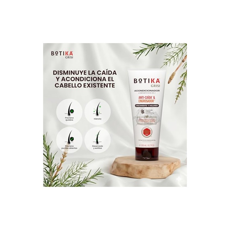 Botika Grisi, Acondicionador Anticaída y Engrosador, aporta crecimiento y volumen,