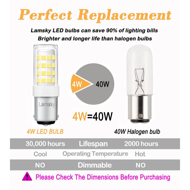 Lamsky (4-Pack) BA15D LED Double Contact Bayonet Base Sewing Machine