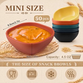 50 Pcs Dipping Sauce Bowls 4.5 oz Wheat Straw Small Dish, Multicolor