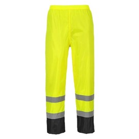 Portwest H444 Hi Vis Waterproof Rain Pants - Reflective Lightweight Contrast Safety Pants Class 1 Yellow/Black, 5X-Large