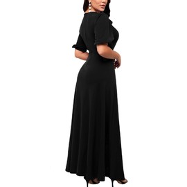 TieBnss African Dresses for Women Maxi Dress Long Casual Round Neck Elegant Dresses 2025 Medium