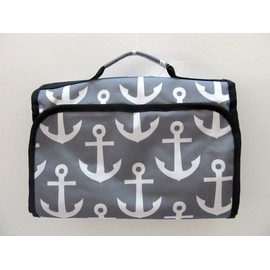 Cosmetic Organizer Travel Makeup Organizer Cosmetic Bag - Anchors Gray & White