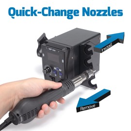 WEP 959D Hot Air SMD Soldering Rework Station with Quick-Change Nozzle System, Nozzle Holder, 5 Additional Nozzles, Adjustable Temperature, °C/°F Conversion and Buzzer Prompt