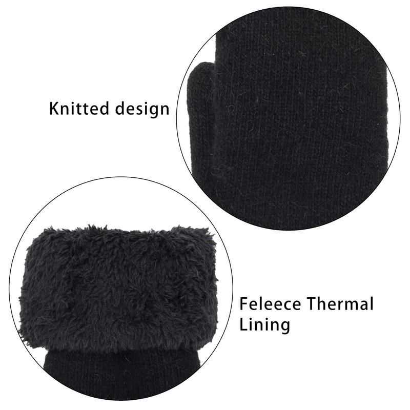 Eohak Women Men Winter Gloves Warm Lining - Winter Knitted