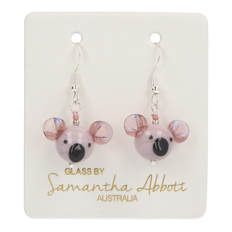 Samantha Abbott Glass Drop Earrings - Koala, Grey