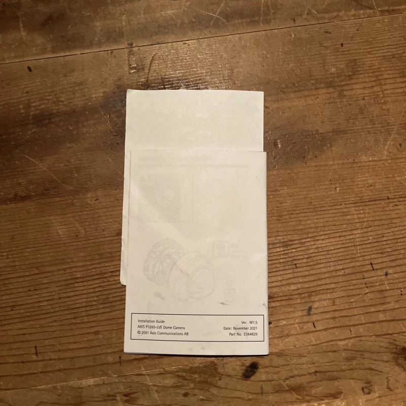 Axis P3265-LVE Network Camera Installation Guide W/ Authentication Key