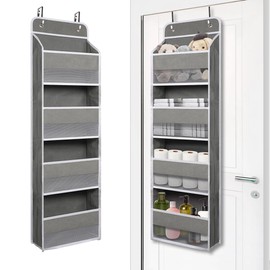 Heavy Duty Over Door Organizer, Hanging Organizer Storage with 4 Large Capacity Pockets, Closet Bathroom Nursery Bedroom Dorm, Toys Cosmetics Sundries and Baby Essentials, Gray