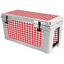 MightySkins (Cooler Not Included) Skin Compatible with RTIC 65 Cooler (2017 Model) - Red Houndstooth | Protective, Durable, and Unique Vinyl Decal wrap Cover | Easy to Apply | Made in The USA