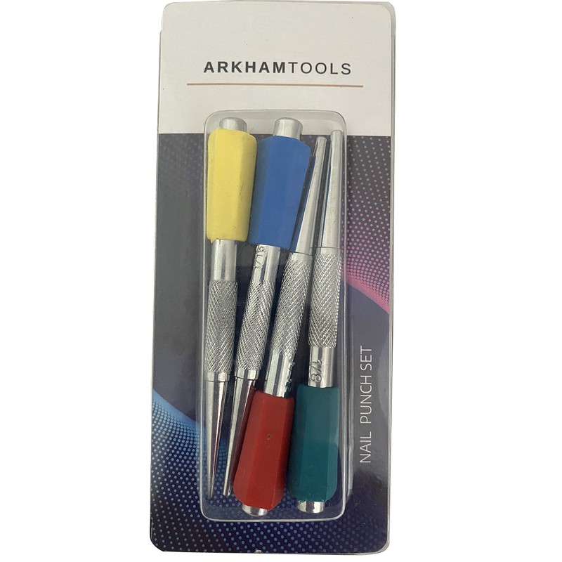 4 Piece Coloured Nail Punch Set (0.8mm, 1.6mm, 2.4mm and