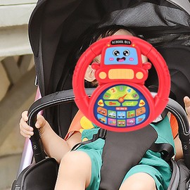 Fenteer Kids Steering Wheel Toy,Driving Controller,Game Hand Eye Coordination,Cartoon Sensory Toy,Early Educational for Childrens Day, Red