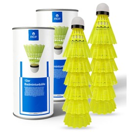 athlejoy 12 x badminton shuttlecocks - training and competition - badminton balls for indoor and outdoor use