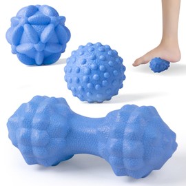 MEGAVOW Massage Balls, Fascia Ball Set, Fascia Ball, Massage Ball, Hedgehog Ball, Spiked Roll Ball, Small Duoball, Trigger Point Massage Ball with Nubs, for Back, Feet, Hands, Neck, Blue
