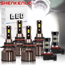 SHENKENUO For Volvo VNL VNM630 670 730 780 2004-2015 Combo 6000K LED Headlight Fog Bulbs