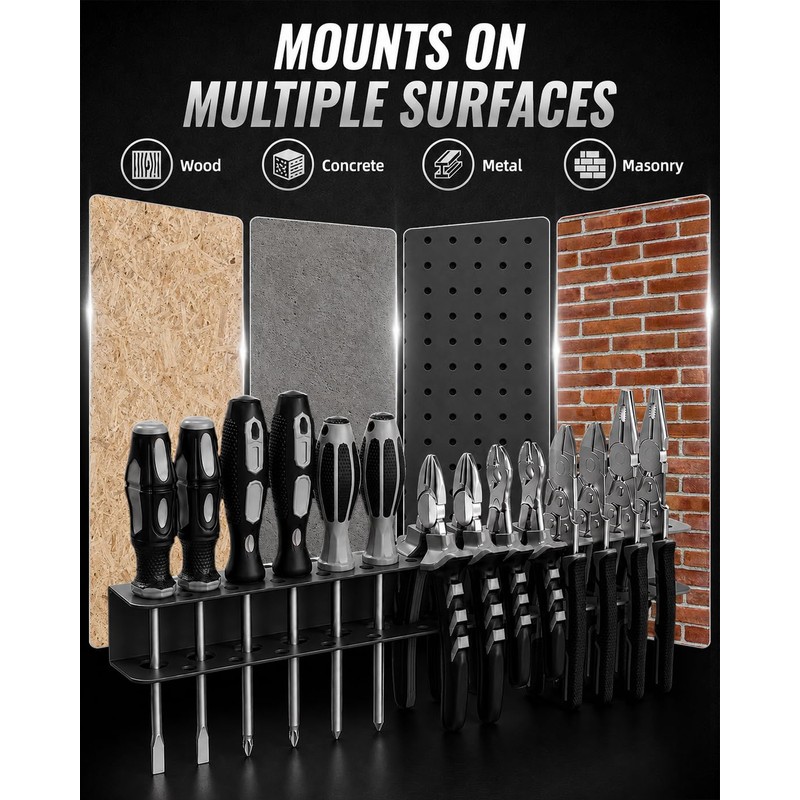 loyerfor Screwdriver Plier Organizer Wall Mount,Metal Utility Metal Tool Holder
