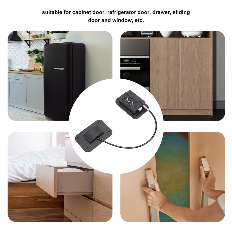 Refrigerator Lock Combination Design Plastic Stainless Steel Easy Mounting Freezer