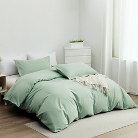 OAITE 100% Brushed Cotton Duvet Cover King Size Soft Breathable Durable Bedding with Zipper Closure - 3 Pieces Plain Simple Duvet Cover Set,2 Pillow Shams,1 Duvet Cover(104"x90")