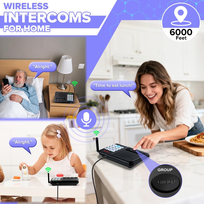 UHAXZ Intercoms Wireless for Home, Long Range Intercom 6000ft, 10