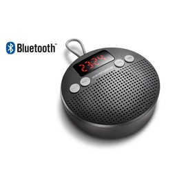 Wavemaster MOBI-3 Portable Bluetooth Speaker for On the Go (360° Sound Field) with Radio, Alarm Clock and Hands-Free Function for Mobile Sound Sources, IPX5 Splash Protection, Anthracite/Grey