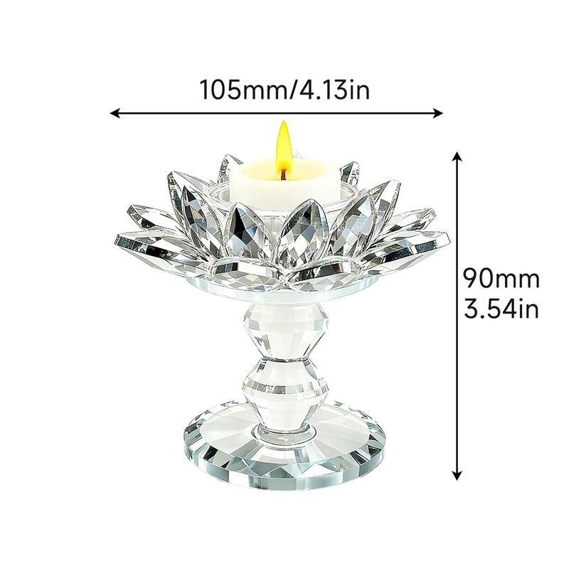 Xisakaca Crystal Lotus Flower Candle Holder, Votive Tealight Candlestick Stand