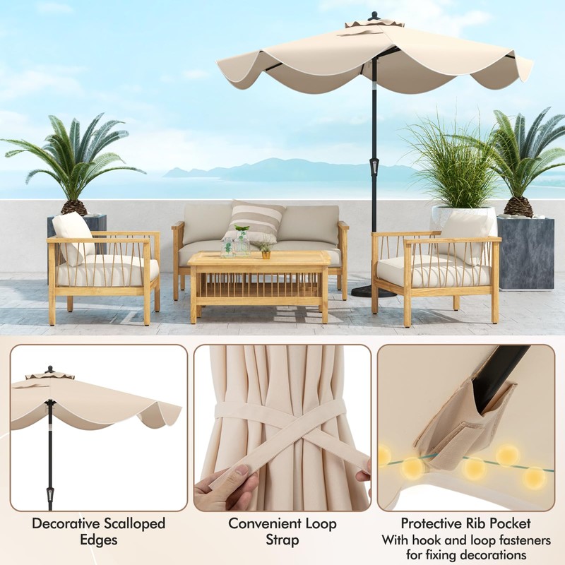 Tangkula 9Ft Patio Umbrella, Outdoor Umbrella with Crank Handle, Push