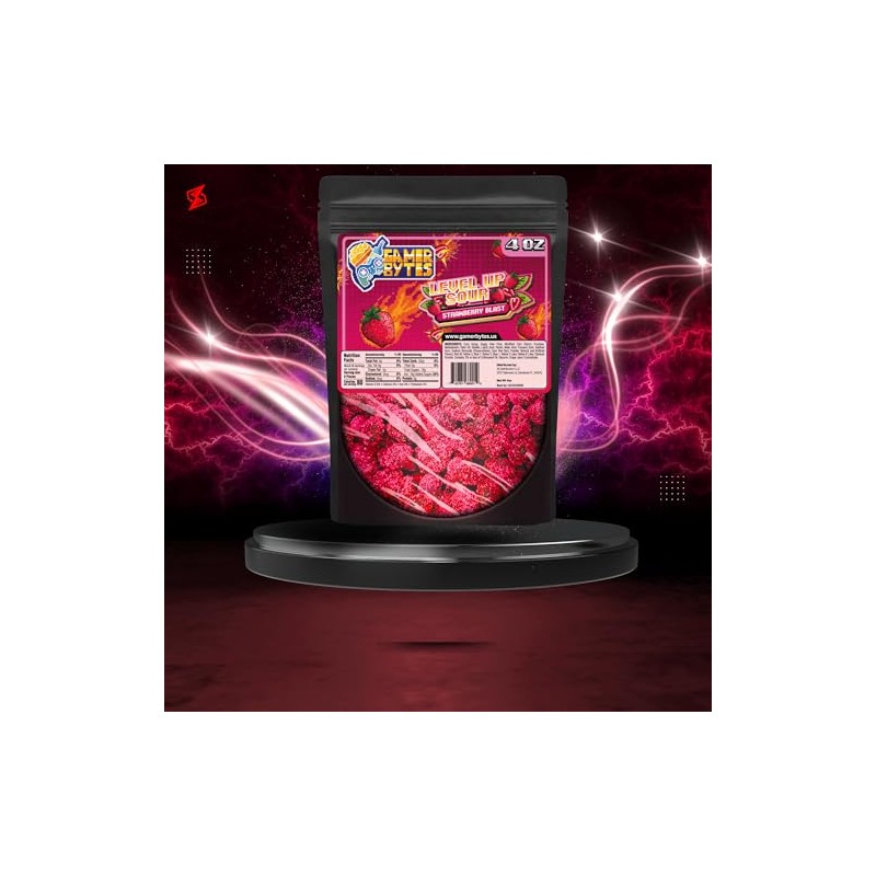 Gamer Bytes Strawberry Super Sour Candy 4 oz Resealable Bag