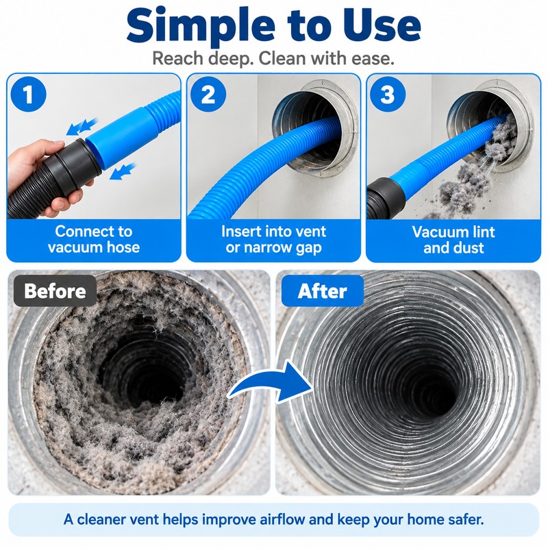 Dryer Vent Cleaner Hose Attachment for Home Maintenance – Flexible