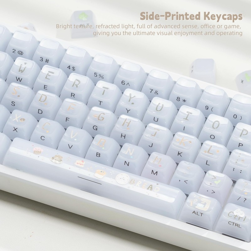 Womier White Jelly Keycaps, Ceramic Keycaps Style Clear Keycap