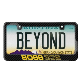 iPick Image Made for Ford Boss 302 in Yellow Black Real 3K Carbon Fiber Glossy Finish License Plate Frame