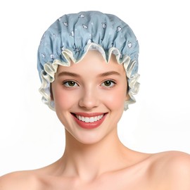 IEOVIEE Gorrito para bañarte de Mujer, Gorro de Baño Impermeable Doble Capa con Diseño Florido Único, Reutilizable para Pelo Largo, Corto o Rizado