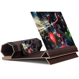 18‘’ Screen Magnifier for Smartphone, Mobile Phone 3D Magnifier Screen Expanders for Movies, Videos, and Gaming Foldable Phone Stand with Screen Amplifier B3 Brown