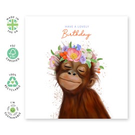 Central 23 Sister Birthday Cards - 'Have A Lovely Birthday Floral Monkey' - Funny Birthday Wishes For Women - Gifts For Mum Aunt Cousin Niece - Comes With Fun Stickers And Envelope