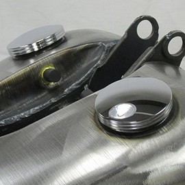 Billet Aluminum Chrome "Domed" Vented Motorcycle Gas Tank Caps For 1982 and later Harley 2-Piece FAT-BOB Tanks - SOLD AS A SET - Left and Right Hand Thread - Chopper Bobber Cafe Racer