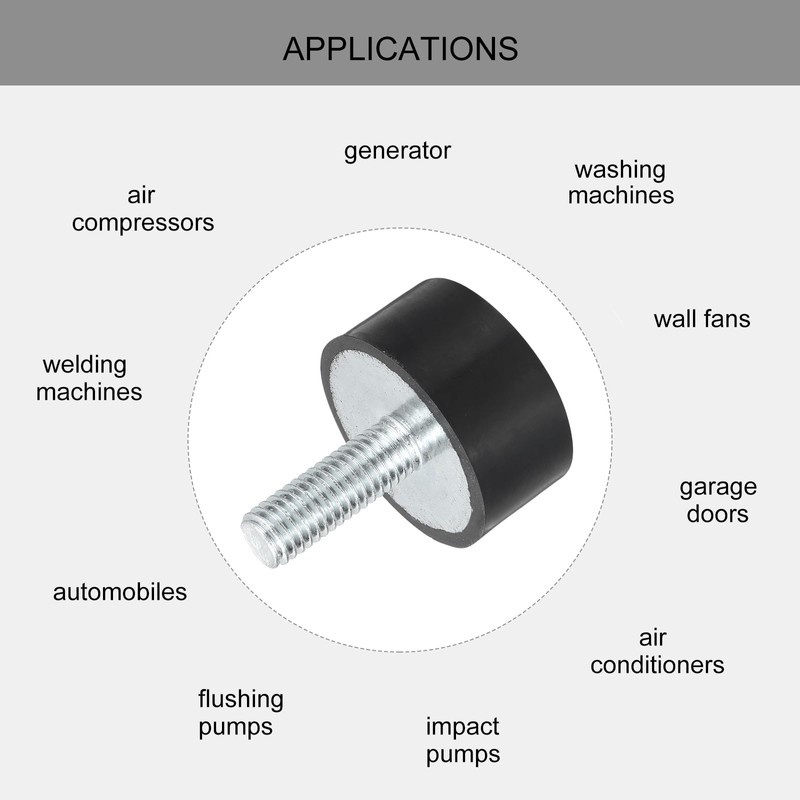 QUARKZMAN M8 Threaded Rubber Bushings, Vibration Insulators, Cylindrical Shock Absorber