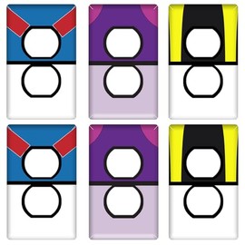 Pounchi Cute Anime Ball Light Switch Outlet Cover Stickers 6 Pcs (Standard Size 1-Gang 4.50" x 2.76") Switch Cover Decorative Wall Decals for Room Bedroom Office