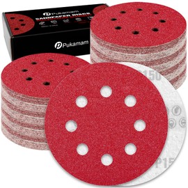 Pukamam 120 Pcs 5 inch Sanding Discs 150 Grit 8 Hole Hook and Loop Round Sandpaper for Random Orbital Sander